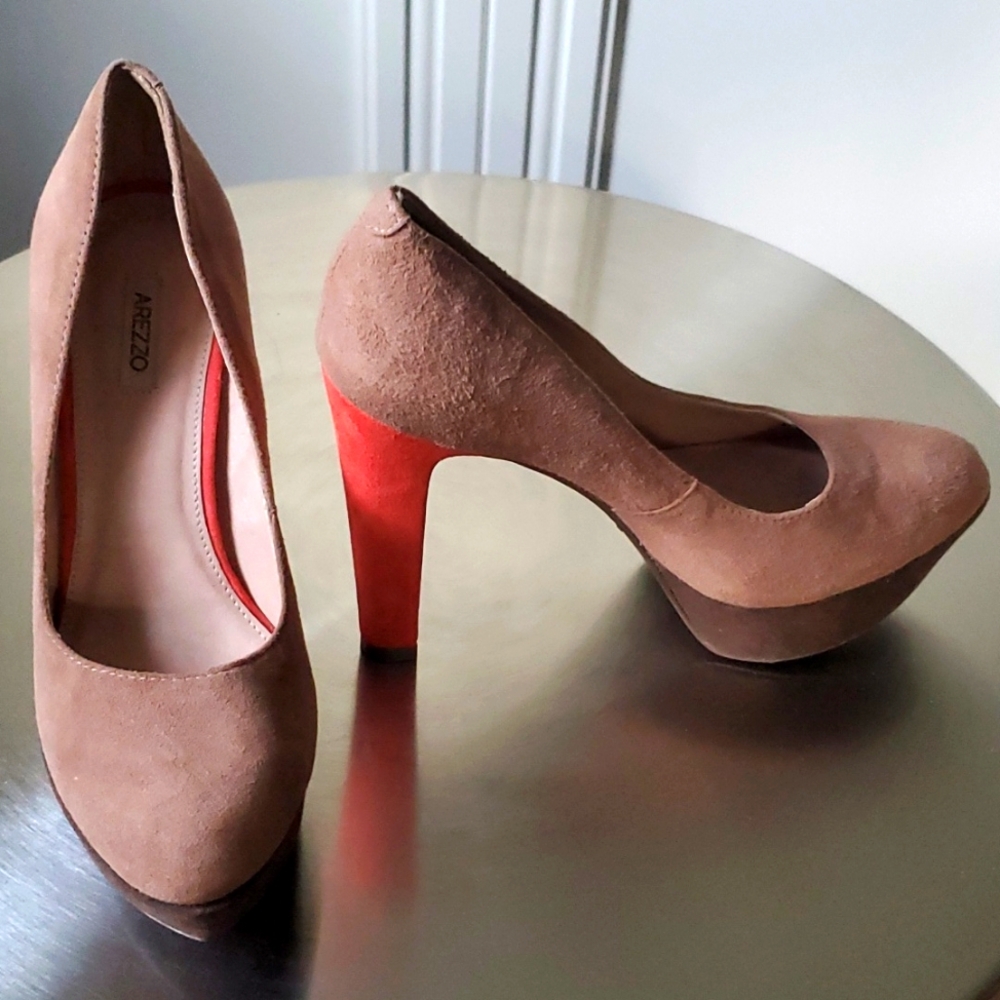 Arezzo Women's Sexy Mocha Mousse Platform Pumps Block Heel Platforms Heels 5
